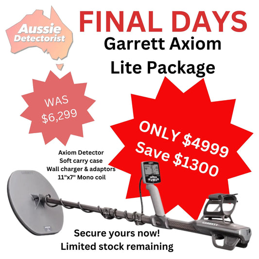 Garrett Axiom LITE Affordable Pulse Induction Gold Detector Garrett Australia