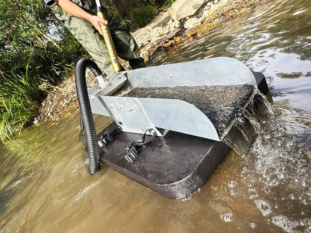 GoldBuster Patented Manual Powered, GOLD dredge you can use just about anywhere. Aussie Detectorist